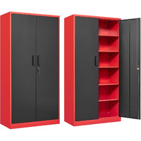 Sisesol Wide & Deep Metal Storage Cabinet With 6 Shelves,72 Inch Red Garage Storage Cabinet With Lock,Metal Cabinets With Locking Doors,Lockable Steel Cabinets For Home,Office,Shop,Garage