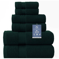 Cozyart Deep Green Bath Towels Set, Deep Dark Green Cotton Bath Towels For Bathroom, Thick Bathroom Towels Set Of 6 With 2 Bath Towels, 2 Hand Towels, 2 Washcloths, 650 Gsm