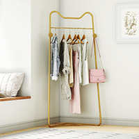 Hkaikzo Gold Metal Corner Coat Rack, Modern Clothing Rack Hall Tree With 2 Hooks For Clothes Hat Scarf, Freestanding Clothes Rack For Hallway Entryway, Bedroom, Living Room