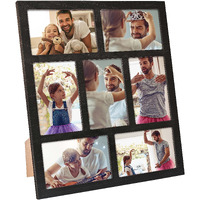 Mont Pleasant Picture Frame Collage Wall Decor, 4X6 Photos Display - 7 Openings Photo Collage Picture Frame For Tabletop Stand And Wall Mounting Frames Collage Set For Home Lving Room Family Gifts (Black)