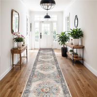 Topruug Washable Runner Rug 3X14 - Hallway Runner Rug Kitchen Rugs And Mats Non Skid Washable Waterproof Carpet Runner For Living Room Bedroom Bathroom (Blue, 3X14)