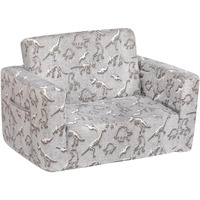 Alimorden 2-In-1 Flip Out Cuddly Sherpa Toddler Couch, Convertible Sofa To Lounger, Glow In The Dark,Dinosaurs