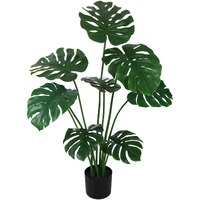 Saksun Artificial Monstera Plant 42"", Tall 3.5Ft Large Faux Potted Monstera Floor Plant, Perfect Fake Swiss Cheese Plant Tree With 9 Leaves In Pot For Home Decor Indoor Housewarming Gift