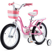 Royalbaby Princess Girl Children's Bicycle Outdoor Ride-On Bike With Training Wheels, Adjustable Seat, And Basket, 14 Inch, Swan/Classic Pink