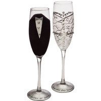 Cypress Home Beautiful Wedding Champagne Flute Gift Set - 2 X 3 X 10 Inches Homegoods And Accessories For Every Space