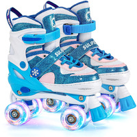 Sulifeel Ice Snow 4 Size Adjustable Light Up Roller Skates For Girls Boys For Kids Medium