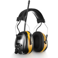 Protear Am/Fm Radio Headphones 25Db Nrr,Noise Reduction Safety Earmuffs,Digital Display Headset,Powered By Aa Battery,Hearing Protection For Walkman Mowing Lawn Work(Yellow)