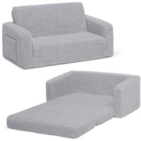 Delta Children Cozee Flip-Out Sherpa 2-In-1 Convertible Sofa To Lounger For Kids, Grey