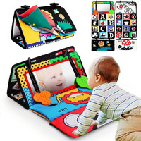 Baby Mirror Tummy Time Toys,High Contrast Crinkle Cloth Book Toys Visual Stimulation,Double Folding Baby Book Teething Toys,Sensory Toys Crawling Activity Mat Floor Mirror For Infants 3 6 12 Months