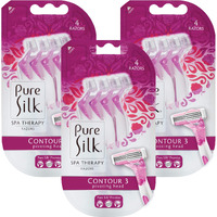 Pure Silk Contour 3 Premium Disposable Razor, 4 Count