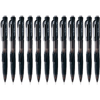 Pentel Twist Erase Click Mechanical Pencil, Pack Of 12, 0.5Mm, Clear Barrel, Black Grip (Pd275Ta)