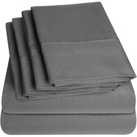 Bed Sheets Queen Size Grey - 6 Piece 1500 Supreme Collection Fine Brushed Microfiber Deep Pocket Queen Sheet Set Bedding - 2 Extra Pillow Cases, Great Value - Queen, Gray