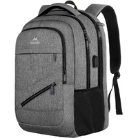 Matein Travel Laptop Backpack, 17 Inch Business Flight Approved Carry On Backpack, Tsa Large Computer Backpack For Men Women With Usb Port And Trolley Sleeve, College School Tactical Book Bag, Grey
