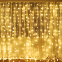Fairy Curtain Lights,304 Led 9.8Ftx9.8Ft 30V 8Modes Safety Window Lights With Memory For Home Wedding Christmas Party Family Patio Lawn Garden Bedroom Outdoor Indoor Wall Decorations(Warm White)