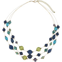 Coiris 3 Layers Illusion Wire Beaded Statement 19.5"" Necklace For Women (N0005)