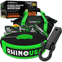 Rhino Usa Heavy-Duty Recovery Gear Combos Off-Road Truck Vehicle Recovery, Best Offroad Towing Accessories - Backed For Life (20' Strap + Hitch)