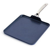 Blue Diamond Cookware 11"" Griddle Pan, Diamond Infused Healthy Ceramic Nonstick, Pfas And Pfoa-Free, Dishwasher Safe, Oven Safe, Even Heating, Metal Utensil Safe, Warp Control, Blue