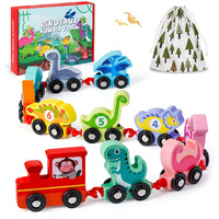 Edujoy Toddler Toys For 2 Year Old Boy Easter Birthday Gifts, Wooden Dinosaur Train Set Montessori Toys For 2 Year Old, Learning Dinosaur Toys For Kids Ages 2-4 Boys Girls Toddler Toys 2-3
