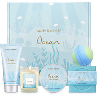 Gifts For Women, Bath And Body Gift Sets For Women With 5 Pcs Ocean Scented Spa Gifts For Women, Bath Gifts For Women With Scented Candle, Body Butter, Hand Cream, Bath Bomb, Christmas Gifts For Women