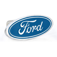 Ford Blue Oval Solid Brass Hitch Cover Plug With 2"" Inch Stainless Steel Post