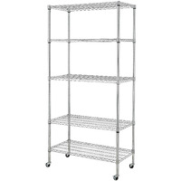 Eeze Rack Eti-003 Heavy Duty Steel Wire Chrome Shelving, Storage Rack, Nsf Certified, 36X18X72-Inches 5-Tier (Chrome) (New)