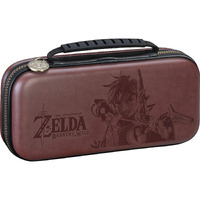 Officially Licensed Nintendo Switch Deluxe Zelda Link Travel Case - Premium Hard Case Made With Koskin Saddle Leather Embossed With Zelda Breath Of The Wild Art 2 Game Cases