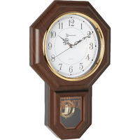 Timekeeper Essex Westminster Chime Faux Wood Pendulum Wall Clock, 17.5"" X 11.25"", Walnut