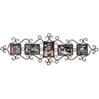 Adeco 5 Openings Decorative Black Metal Filigree Wall Hanging Collage Family Picture Photo Frame - Made To Display Three 4X6 And Two 4X4 Photos