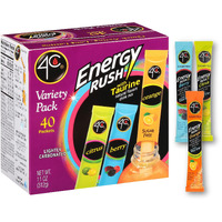 4C Energy Rush Stix, Variety 1 Pack, 40 Count, Single Serve Water Flavoring Packets, Sugar Free With Taurine, On The Go Bundle