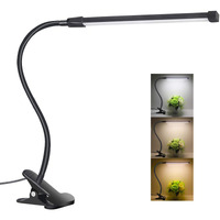 Clip On Light Small Desk Lamp With Clamp 3 Color Modes 10 Brightness Dimmable Reading Light Gooseneck Lamp For Nail Office Bed Headboard Workbench Music Stand College Dorm Room Easel Light(Black)