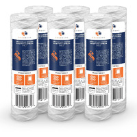 Aquaboon 5 Micron 10 X 2.5 Whole House String Wound Water Filter Cartridge Replacement For Well Filter Compatible With Whkf-Whsw, Culligan P5, 6-Pack