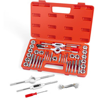 Efficere 40-Piece Premium Tap And Die Set, Sae Unified Screw Thread, Size #4 To 1/2    | Include Unc Coarse, Unf Fine And Npt Threads | Essential Threading Tool Kit With Complete Handles And Accessories