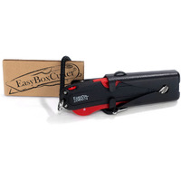 Modern Box Cutter, Extra Tape Cutter At Back, Dual Side Edge Guide, 3 Blade Depth Setting, 2 Blades And Holster - Red Color 2000