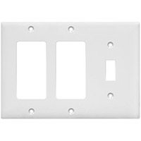Enerlites Combination Single Toggle/Double Decorator Rocker Outlet Wall Plate, Standard Size 3-Gang Light Switch Cover (4.5"" X 6.38""), Polycarbonate Thermoplastic, Ul Listed, 881132-W, White