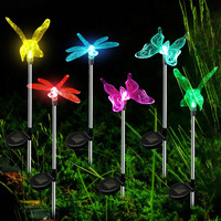 Anordsem Solar Lights Outdoor Decorations: Garden Stake Light Waterproof For Yard Decorative Outside - Dragonfly Hummingbird Butterfly Led Lamp Patio Path Decor 6 Pack