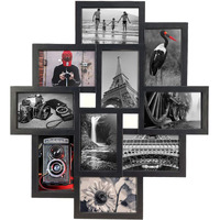 10 Opening 4X6 Black Collage Picture Frame Wall Hanging For 4 By 6 Inch Multiple Photo Frames