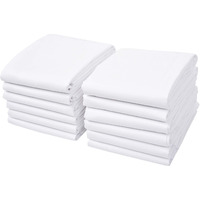 Linteum Textile White Cotton Pillowcases Set - King Size, T-200 Quality, Soft, Wrinkle-Free, Shrink-Resistant Pillowcase Cover - For Hotels, Spa, Home, Hostels, Dorms And Hospitals (12-Pack)