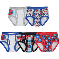 Spiderman Boys' Little 100% Combed Cotton Brief Multipacks With Multiple Print Choices Available In Sizes 4, 6, 8, 10, And 12, 5-Pack