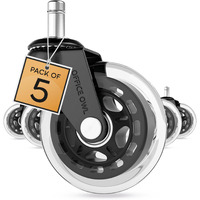 Office Owl Set Of 5 Replacement Chair Caster Wheels For Desk & Gaming - Clear - Not Compatible With Ikea Chairs