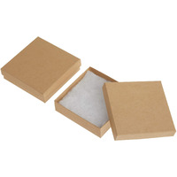 Beadaholique 16-Piece Kraft Square Cardboard Jewelry Boxes, 3.5 By 3.5 By 1-Inch, Brown