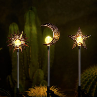 Tryme Solar Lights Outdoor Garden Decorations Sun Moon Star Stake Light Decorative Waterproof Warm White Led Yard Decor For Pathway Lawn Patio Courtyard Backyard