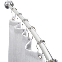Bath Bliss Curved Shower Rod | Adjustable 44""-78"" Inch | Bathroom Shower Curtain And Liner Rod | 33% More Space | Wall Mounted | Easy Installation | Aluminum