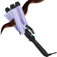 32Mm (1.25"") Mermaid Beach Waves Curling Iron, Aima Beauty Big Hair Waver 3 Barrel Iron With Adjustable Temperature, Durable, Heats Up Quickly (Purple)