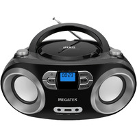 Megatek Portable Cd Player Boombox With Fm Radio, Bluetooth, And Usb Port | Clear Stereo Sound | Cd-R/Rw And Mp3 Cds Compatible | 3.5Mm Aux Input And Headphone Jack | Backlit Lcd Display - Black