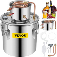 Vevor Alcohol Still 9.6Gal/38L Alcohol Distiller Stainless Steel Distillery Kit For Alcohol With Copper Tube & Pump Home Brewing Kit Build-In Thermometer For Diy Whisky Wine Brandy