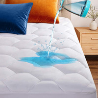 King Quilted Waterproof Mattress Pad Cover,Soft Mattress Pad Cover, Waterproof Mattress Protector Stretches Up To 16    Deep Pocket-Hollow Alternative Filling-Cooling Mattress Topper