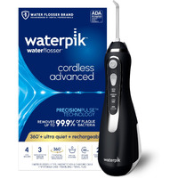 Waterpik Cordless Advanced 2.0 Water Flosser For Teeth, Gums, Braces, Dental Care With Travel Bag And 4 Tips, Ada Accepted, Rechargeable, Portable, And Waterproof, Black Wp-582, Packaging May Vary