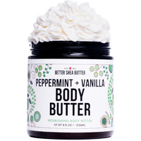 Peppermint Vanilla Body Butter - Natural Lotion For Women With Shea Butter & Jojoba Oil - Non-Greasy Whipped Body Lotion For Dry Skin - Vanilla Scented Peppermint Christmas Body Lotion