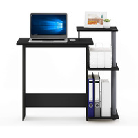 Furinno Efficient Home Laptop Notebook Computer Desk With Square Shelves, Solid Black/Grey