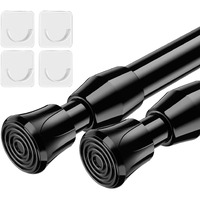 Aizesi Spring Tension Curtain Rods Short Tension Rod (Black, 28"" To 41""-2Pcs)